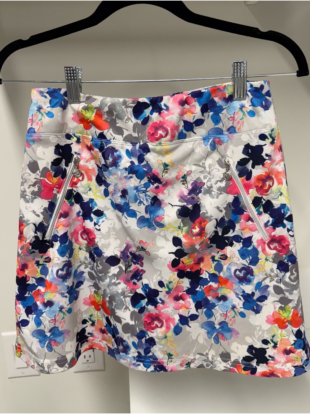 Daily Sports Floral A-Line Skirt in White with Multi-Color Print